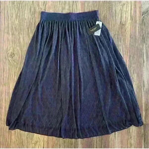 Metrowear New York Skirt Lg Navy Blue Elastic Waist Lined Geometric Pattern NEW